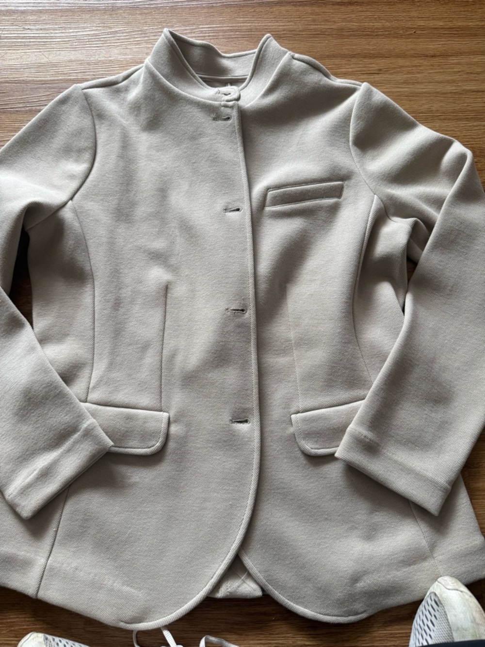 Banana Republic Light Beige Stand-Collar Button Jacket - Picture 4 of 6